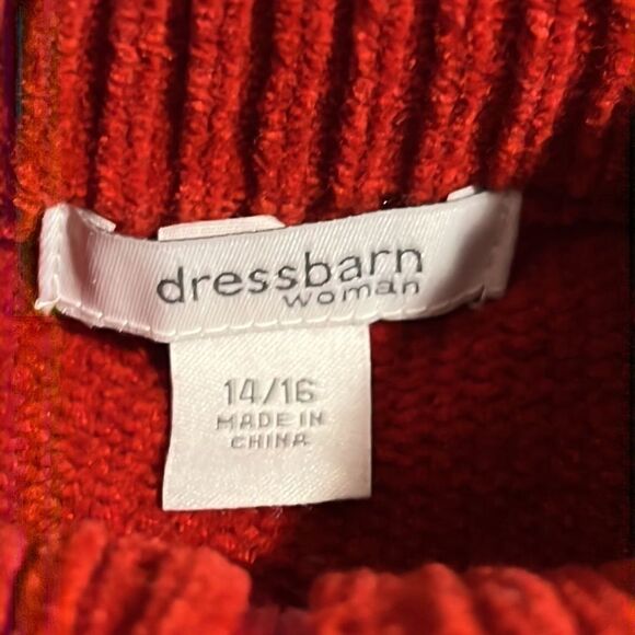 Dress Barn Snowflake Print Zip Front Acrylic Cardigan Sweater - Size 14/16 - Picture 10 of 12